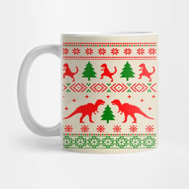 Christmas Ugly Sweater Pattern Dinosaurs by Closeddoor